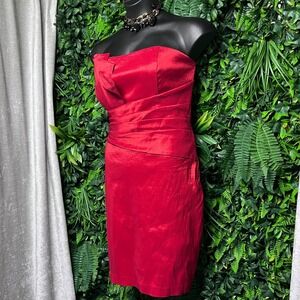 Betsy & Adam Dress Women Size 14 Red Strapless Cocktail‎ Party Evening 2953